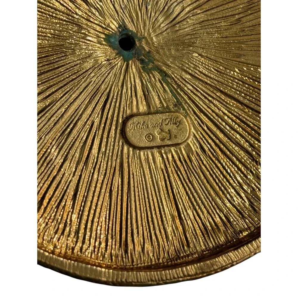 Mike and Ally Crown Trinket Box Navy Blue Teal Gold Enamel‎ Jewelry Holder